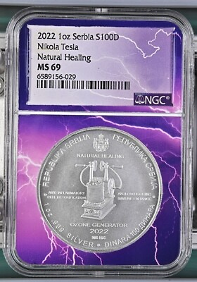2022 Silver 1oz Nikola Tesla Natural Healing NGC MS69 #ad $69.99