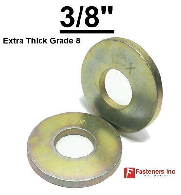 #ad 3 8quot; USS Extra Thick MCX Flat Washers Grade 8 Steel Zinc Yellow Pick Quantity $14.27