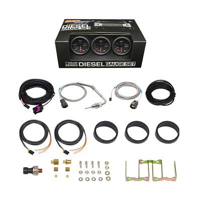#ad Black 7 Color Diesel Gauge Set 60 Boost 2400 Pyrometer EGT 100 Fuel Pressure $249.99