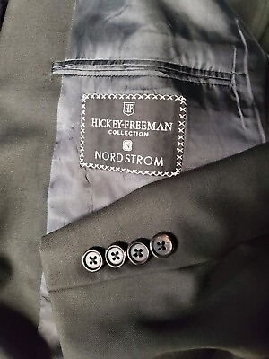 Hickey Freeman Canterbury Dark Green 100% Wool 2 Pc Suit Jacket Pants 44 L #ad $127.77