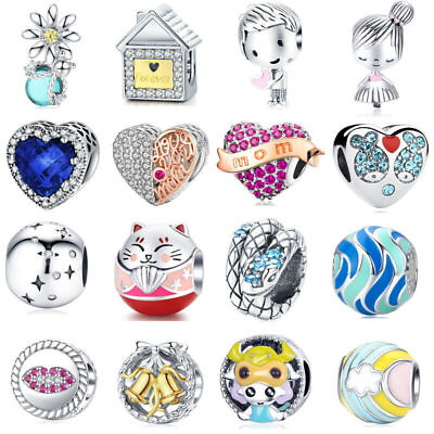 #ad Women Girl New European Silver CZ Charms Beads Fits 925 Necklaces Bracelet Chain $8.99