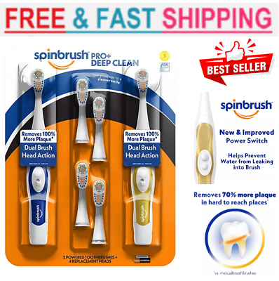 #ad New Spinbrush Pro Deep Clean Electric Toothbrush Soft.Best Price $31.80