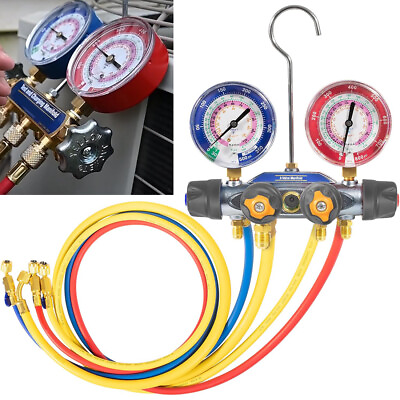 #ad for Yellow Jacket 49968 4 Valve Test and Charging Manifold Gauges R 22 404A 410A $257.91