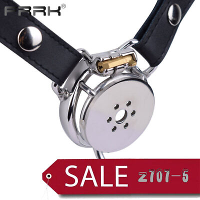 FRRK Sissy Metal Chastity Cage with PU Belt Pressure Release Erect Denial Device #ad #ad $79.02
