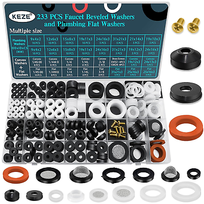 KEZE 233 Pcs Plumbing and Faucet Washers Assortment Kit for Assorted Spigot Hose #ad $27.05