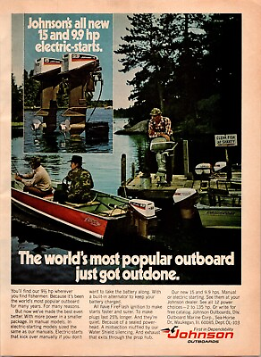 #ad #ad Johnson Outboards New 9.9 amp; 15 HP Electric Starts Vintage Print Ad $8.00