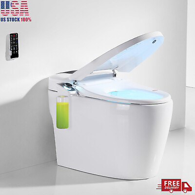 #ad Elongated One Pieces Smart Toilet Automatic Cleaning Drying With Soft Seat $569.99