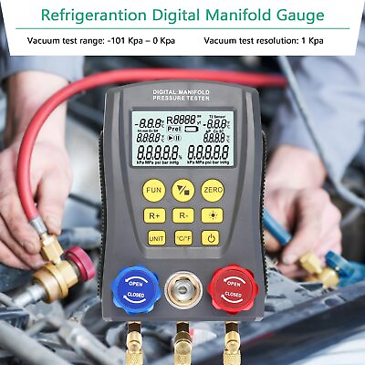 #ad Pressure Gauge Digital Vacuum Pressure Manifold Tester Meter Refrigeration $131.19