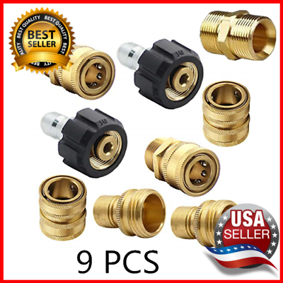 #ad 9pc Pressure Washer Adapter Set Quick Disconnect Kit M22 Swivel to 3 8#x27;#x27; Connect $22.98