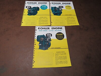 #ad Kohler Engines K330 p C Specs Short Stroke air Cooled Wis USA VTG $14.08