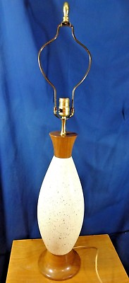 Vintage FAIP Tall Lamp Danish Teak Wood Ceramic MCM Mid Century 3 Way Switch #ad #ad $199.99