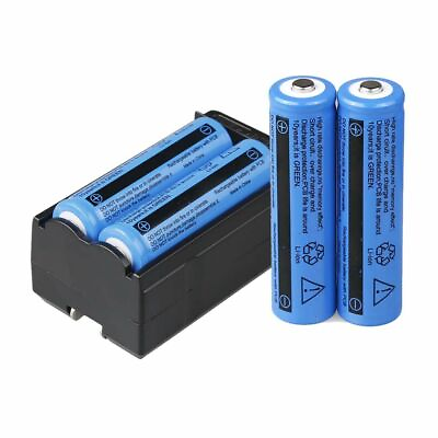 #ad 4pcs 3000mAh Batteries 3.7V Rechargeable Battery amp; Charger for Flashlight Torch $8.80