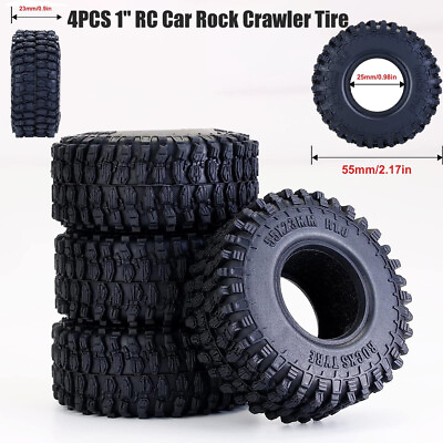 #ad 1.0 inch Rc Truck Rock Crawler Tires Soft Ruber 55mm Wheels Tires for 1 24 SCX24 $11.38