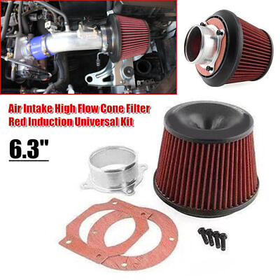#ad 6.3quot; Car Cold Short Ram Air Intake High Flow Cone Filter Induction Universal Set $37.99