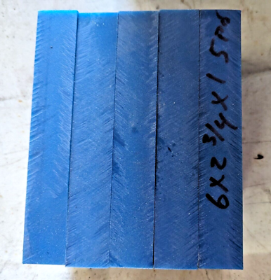#ad BLUE UHMW With Teflon Block 1quot; Thick x 2.75quot; Width x 6quot; Long LOT OF 5 $75.00