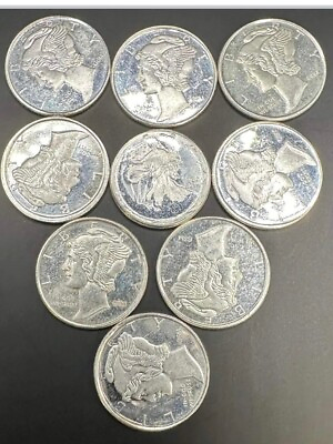 #ad 9 Rare Silver 1 10oz Mercury Dime Pattern Round 999 Pure Silver 💲 $90.00
