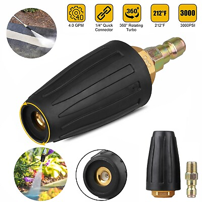1 4quot; High Pressure Washer Rotating Turbo Nozzle Spray Tip 4.0 GPM 3000PSI Quick #ad $14.98