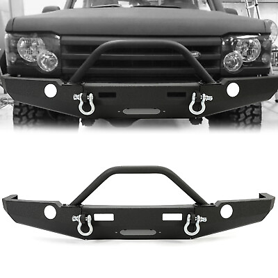 #ad For 1998 2004 Land Rover Discovery II Front Black Winch Bumper With Bull Bar $413.55