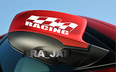 #ad RACING flag Vinyl Decal sport sticker emblem car mirror logo color WHITE $14.41