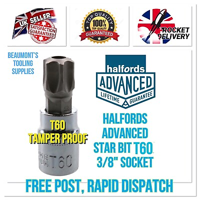 #ad Halfords Advanced Anti Tamper T60 Torx Star Drive 3 8quot; Socket Tool *FREE POST* GBP 6.99