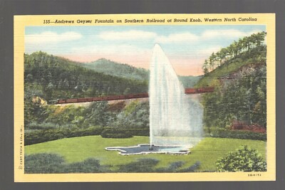 #ad Railroad Postcard: Andrews Geyser Fountain Southern Railway Round Knob #155 $4.95