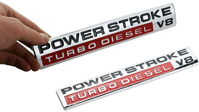#ad 2pcs Power Stroke Turbo V8 Door Emblem for 05 10 Super Duty Badge Chrome Red $20.39