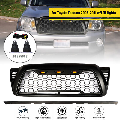 #ad Front Upper Grille Bumper W LED lights Black For Toyota Tacoma 2005 2011 Mesh $60.89