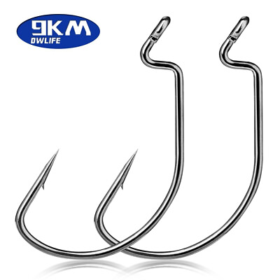 #ad 25 100Pc EWG Worm Hook Versatile Soft Plastic Hook Freshwater Bass and Saltwater $11.77