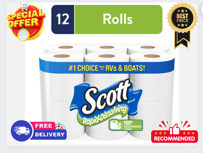 #ad Scott Rapid Dissolving Toilet Paper 12 Toilet Paper Rolls Bath Tissue RVamp;Boats $14.99