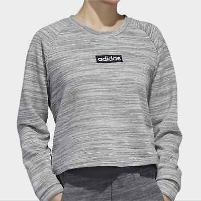 #ad Adidas Crop Sweatshirt XS Heathered Gray Long Sleeve Athleisure Streetwear $26.09