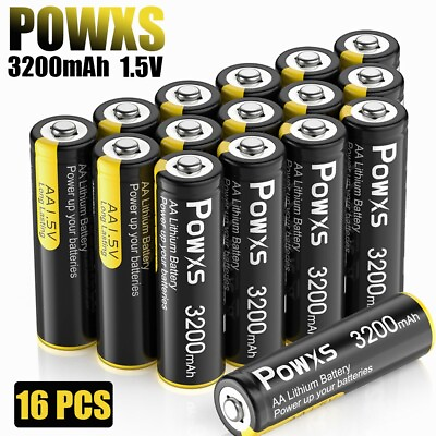 #ad POWXS 3200mAh AA Lithium Batteries 1.5V for High Drain Device 16 PACK with BOX $25.99