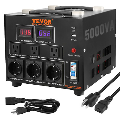 #ad #ad VEVOR 5000W Voltage Converter Transformer Step Up Down 220V 110V 110V 220V CE $78.99