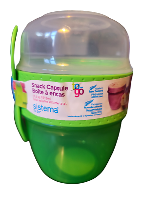 Sistema To Go Snack Capsule Food Container 17.4 oz. New Green $12.99