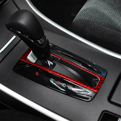 #ad Interior Gear Shift Frame Trim Red Carbon Fiber For Honda Accord 2013 2017 Cover $10.19