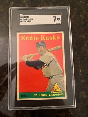 #ad 1958 Topps Baseball #8 EDDIE KASKO YELLOW NAME ........SGC 7 $1483.85