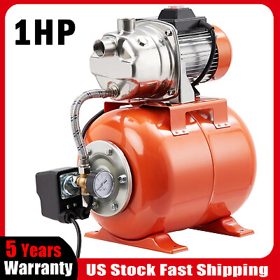 #ad 1HP Shallow Well Garden Pump with Booster System amp; Pressure Tank Water Jet New $149.99