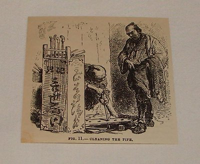 #ad #ad 1879 magazine engraving CLEANING THE PIPE Japan $5.29