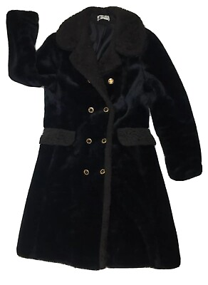 #ad #ad Fingerhut Fashions Women’s Coat Size 10 Black Faux Fur Plush Fuzzy Retro Jacket $125.00