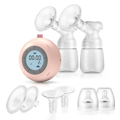 #ad Double Wearable Electric Breast Pump Ultra Quiet Pain Free Pump Digital Timer $21.99