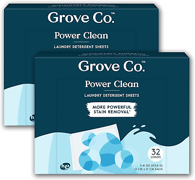 #ad Laundry Detergent Sheets Power Clean Dissolving Washer Sheets 2 Pack 64 Load $41.99