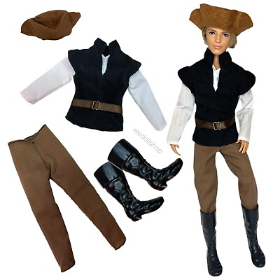 #ad Eledoll Clothes Boots Fashion Pack Medieval Peasant Hunter Prince Doll Pilgrim $18.00