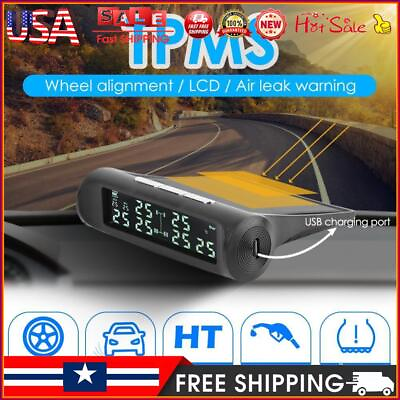 #ad AN 07 LCD Solar Truck TPMS Tire Pressure Tyre Temperature Monitor Alarm System $40.29