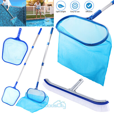 #ad 18″ Pool Brush with Pool Skimmer Net Kit Cleaning Swimming Pool Fine Mesh $20.79