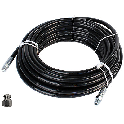 #ad Schieffer 1 4quot; x 200#x27; 4400 PSI Thermoplastic Sewer Jetter Hose amp; 12.0 Nozzle $200.99