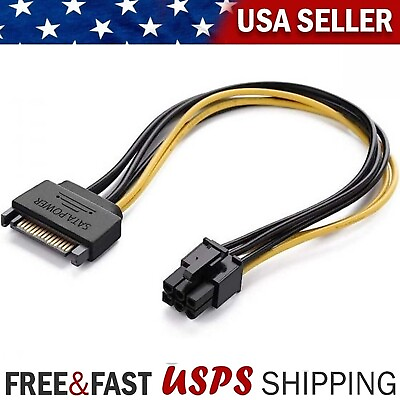 #ad 15pin SATA Power to 6pin PCIe PCI e PCI Express Adapter Cable for Video Card $2.95