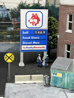 #ad #ad 1112v28 🟢 1:87 HO Scale Model Husky Gas Station Price Sign $23.99