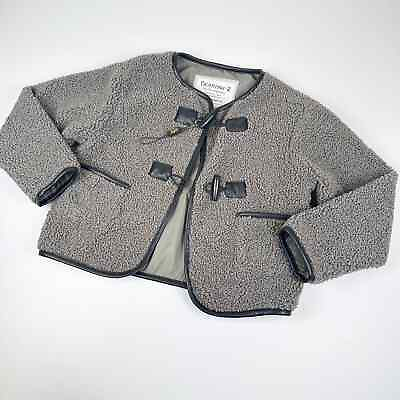 #ad Bear Paw Kids Olive Green Fleece Collarless Toggle Jacket Size 5 6 $26.99