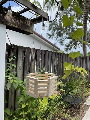 #ad 8” Pine octagon hanging orchid basket orchard baskethanging baskets $10.99