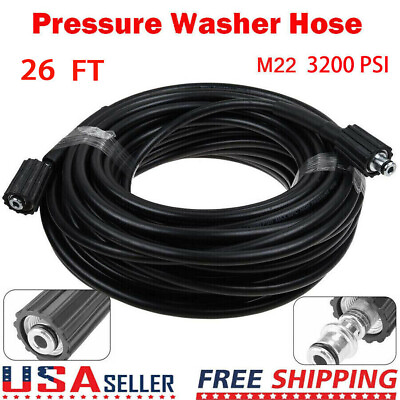 #ad 25 FT x 1 4 Inch 3200 MAX PSI High Pressure Washer Replacement Hose M22 14MM BT $19.99