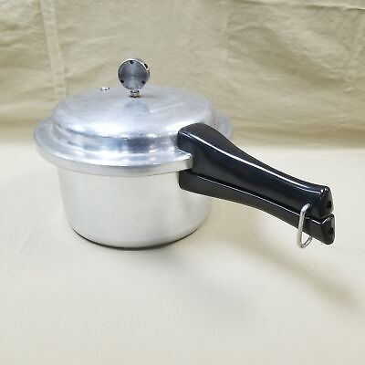 #ad Vintage MIRRO MATIC 394 4QT. Aluminum Pressure Cooker w Jiggler $20.00